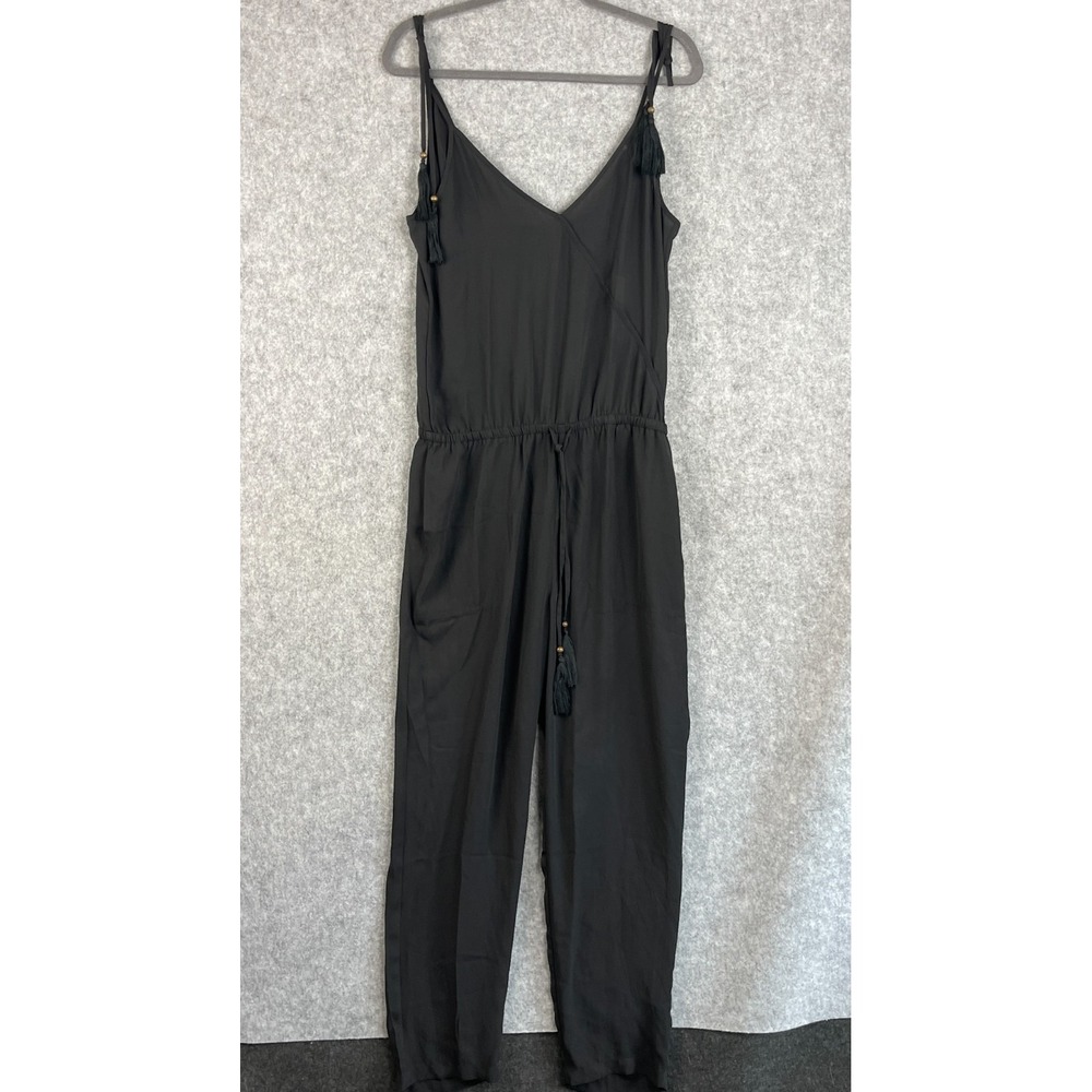 J Crew Jumpsuit Womens XS Black Crepe Tassel Lightweight Beach Festival Boho NWT